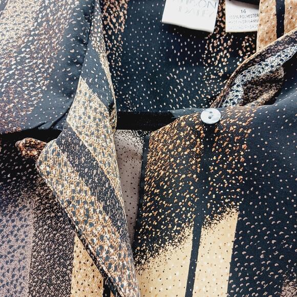 Blouse Size 14 Black Brown Beige Officewear Casual Professional Secretary Resort - Picture 4 of 16